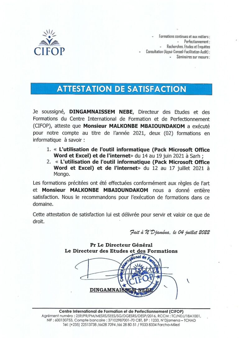 distinction CIFOP